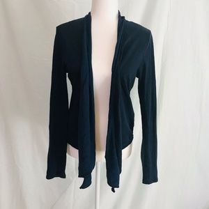 LL Bean Cardigan Open Front Navy Long Sleeve Sweat